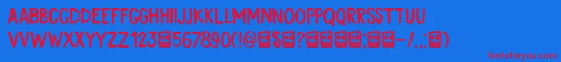 DkCoalBrush-Schriftart – Rote Schriften auf blauem Hintergrund