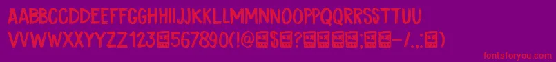 DkCoalBrush-Schriftart – Rote Schriften auf violettem Hintergrund