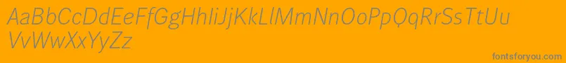 Wendelinreduced46leichtkursiv-Schriftart – Graue Schriften auf orangefarbenem Hintergrund