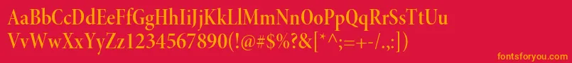 MinionproSemiboldcndisp Font – Orange Fonts on Red Background