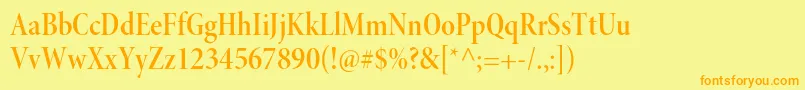 MinionproSemiboldcndisp Font – Orange Fonts on Yellow Background