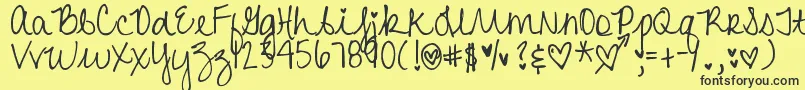 DjbHeartAttack2 Font – Black Fonts on Yellow Background
