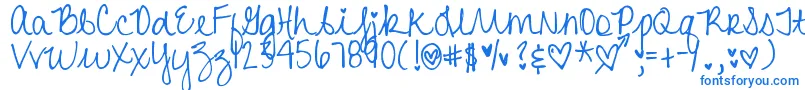 DjbHeartAttack2-Schriftart – Blaue Schriften auf weißem Hintergrund
