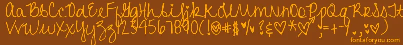 DjbHeartAttack2 Font – Orange Fonts on Brown Background
