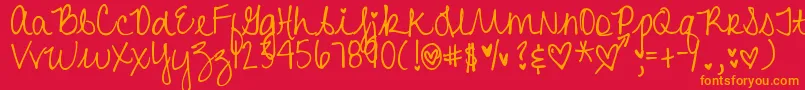DjbHeartAttack2-Schriftart – Orangefarbene Schriften auf rotem Hintergrund