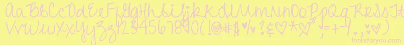 Czcionka DjbHeartAttack2 – różowe czcionki na żółtym tle