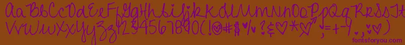DjbHeartAttack2-Schriftart – Violette Schriften auf braunem Hintergrund