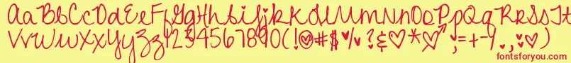 DjbHeartAttack2 Font – Red Fonts on Yellow Background