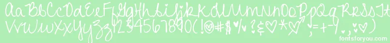 DjbHeartAttack2-Schriftart – Weiße Schriften auf grünem Hintergrund