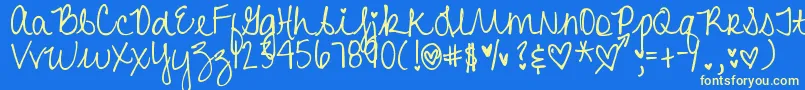 DjbHeartAttack2 Font – Yellow Fonts on Blue Background