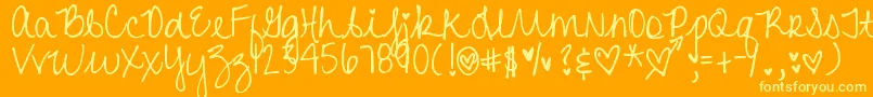 Шрифт DjbHeartAttack2 – жёлтые шрифты на оранжевом фоне
