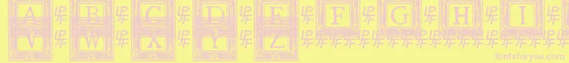 QuanauticaleInitialsNo2-fontti – vaaleanpunaiset fontit keltaisella taustalla