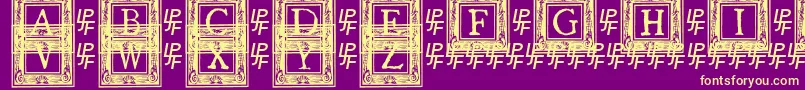 フォントQuanauticaleInitialsNo2 – 紫の背景に黄色のフォント