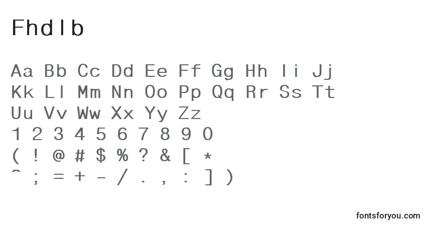 Czcionka Fhdlb – alfabet, cyfry, specjalne znaki