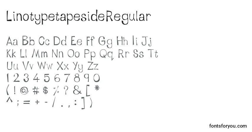 A fonte LinotypetapesideRegular – alfabeto, números, caracteres especiais