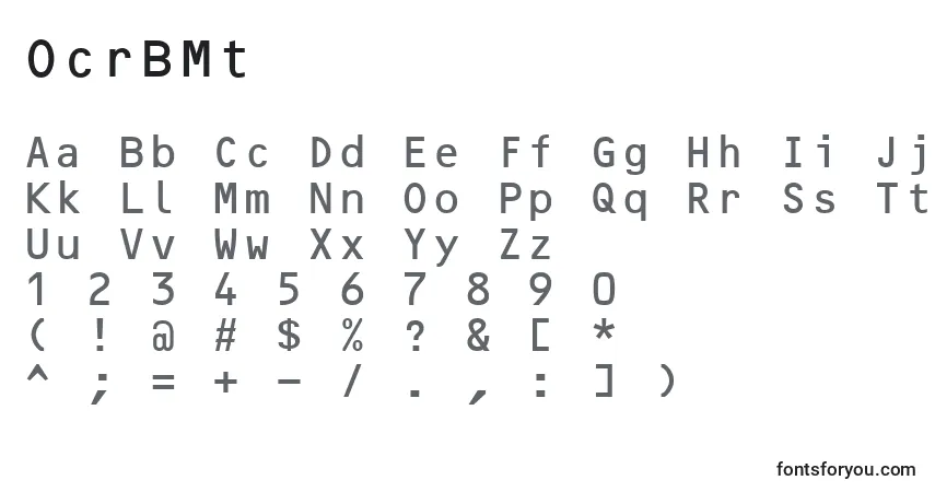 Fuente OcrBMt - alfabeto, números, caracteres especiales