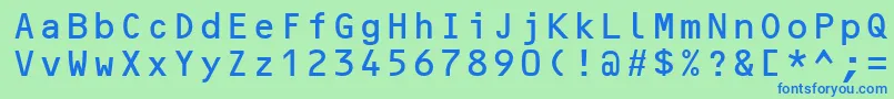 OcrBMt-fontti – siniset fontit vihreällä taustalla