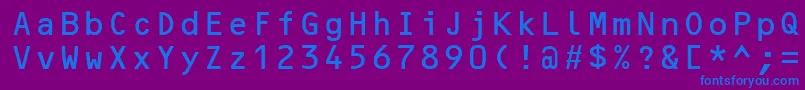 OcrBMt-Schriftart – Blaue Schriften auf violettem Hintergrund