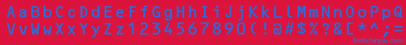 OcrBMt-Schriftart – Blaue Schriften auf rotem Hintergrund