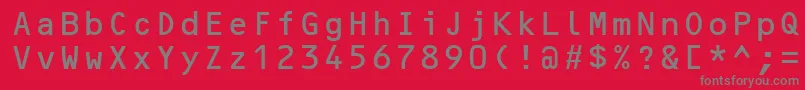 OcrBMt-Schriftart – Graue Schriften auf rotem Hintergrund
