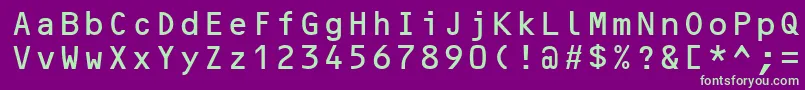 OcrBMt-fontti – vihreät fontit violetilla taustalla