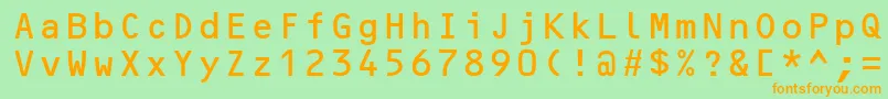 OcrBMt-Schriftart – Orangefarbene Schriften auf grünem Hintergrund