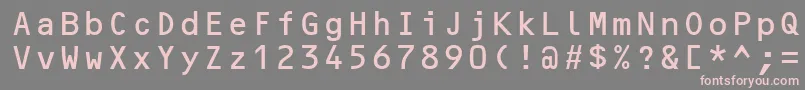 OcrBMt-fontti – vaaleanpunaiset fontit harmaalla taustalla