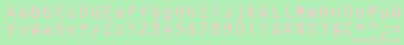 OcrBMt-fontti – vaaleanpunaiset fontit vihreällä taustalla