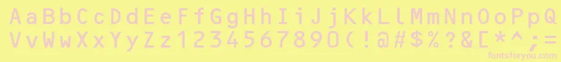 OcrBMt-fontti – vaaleanpunaiset fontit keltaisella taustalla
