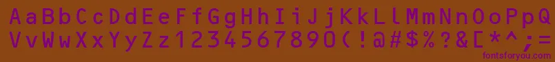 OcrBMt-fontti – violetit fontit ruskealla taustalla