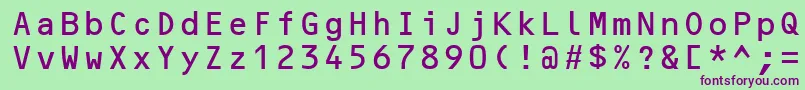 OcrBMt-fontti – violetit fontit vihreällä taustalla