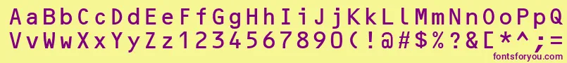 OcrBMt-fontti – violetit fontit keltaisella taustalla