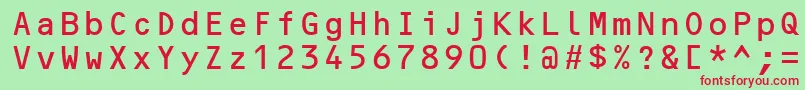 OcrBMt-Schriftart – Rote Schriften auf grünem Hintergrund