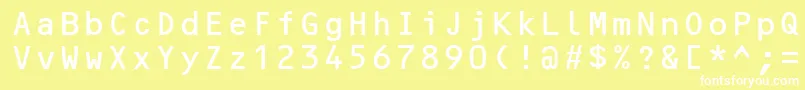 OcrBMt-fontti – valkoiset fontit keltaisella taustalla