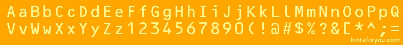 OcrBMt-Schriftart – Gelbe Schriften auf orangefarbenem Hintergrund