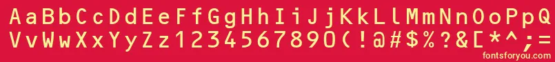 OcrBMt-fontti – keltaiset fontit punaisella taustalla