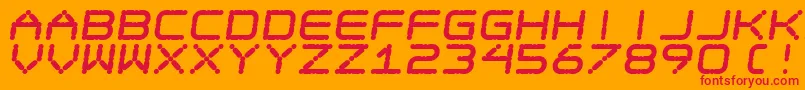 Fonte Ego Trip Fat Skew – fontes vermelhas em um fundo laranja