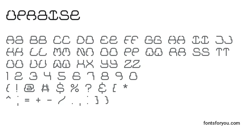 Шрифт Upraise – алфавит, цифры, специальные символы