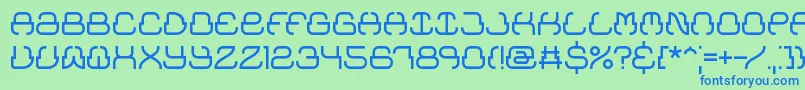 フォントUpraise – 青い文字は緑の背景です。