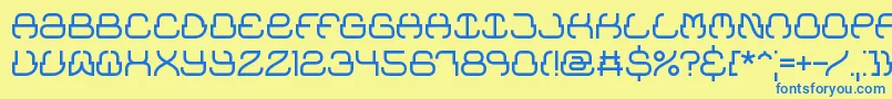 フォントUpraise – 青い文字が黄色の背景にあります。