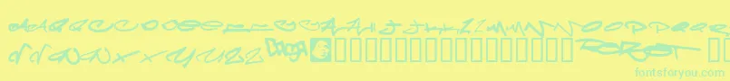 Meglaphoidフォントについての詳細 フォントMeglaphoid – 黄色い背景に緑の文字