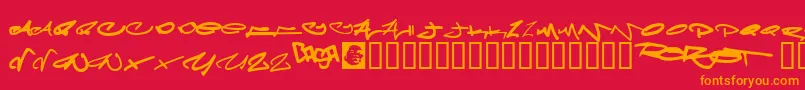 Meglaphoid Font – Orange Fonts on Red Background