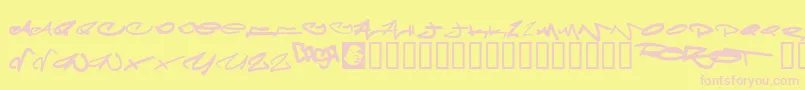 Meglaphoid-fontti – vaaleanpunaiset fontit keltaisella taustalla