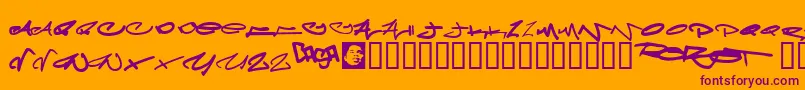 Meglaphoid Font – Purple Fonts on Orange Background