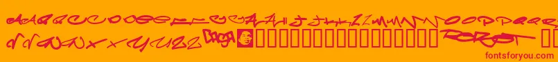 Meglaphoid Font – Red Fonts on Orange Background