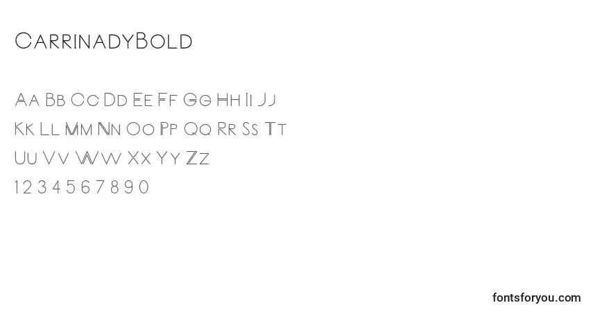 A fonte CarrinadyBold (61855) – alfabeto, números, caracteres especiais