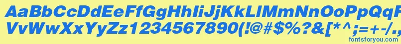 HeliosblackcItalic Font – Blue Fonts on Yellow Background
