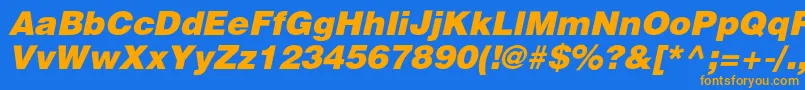 HeliosblackcItalic Font – Orange Fonts on Blue Background