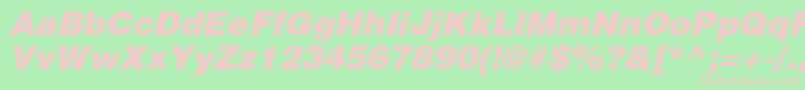 HeliosblackcItalic Font – Pink Fonts on Green Background