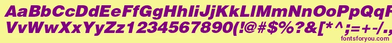 HeliosblackcItalic Font – Purple Fonts on Yellow Background
